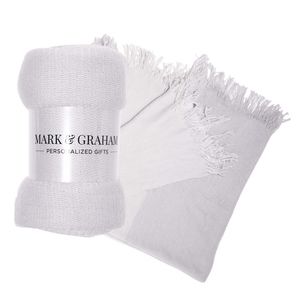 NEW Mark & Graham Gray & White Color Block Throw